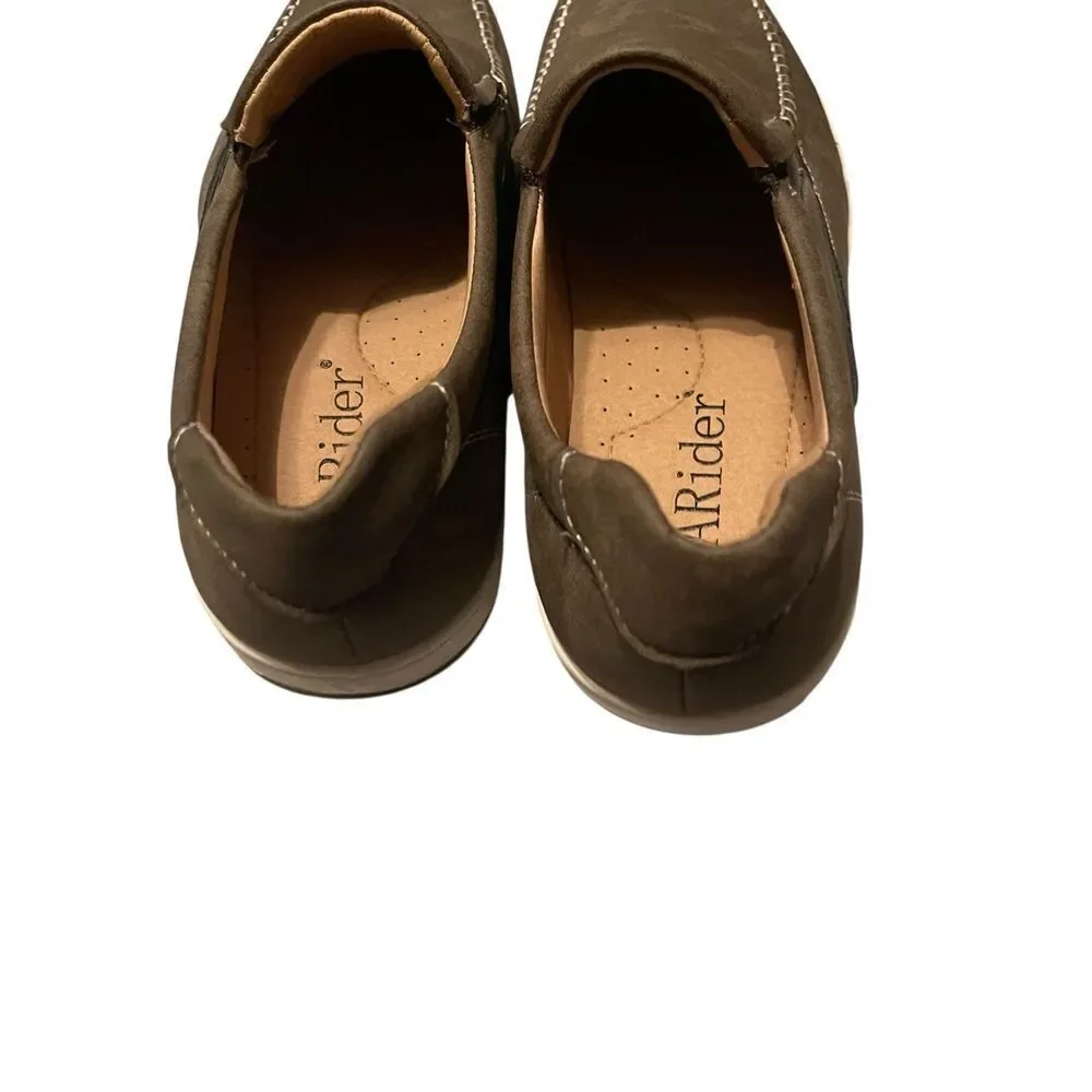 New ARider Mens Brown Comfort Slip-On Suede Loafers Casual Shoes Size 7